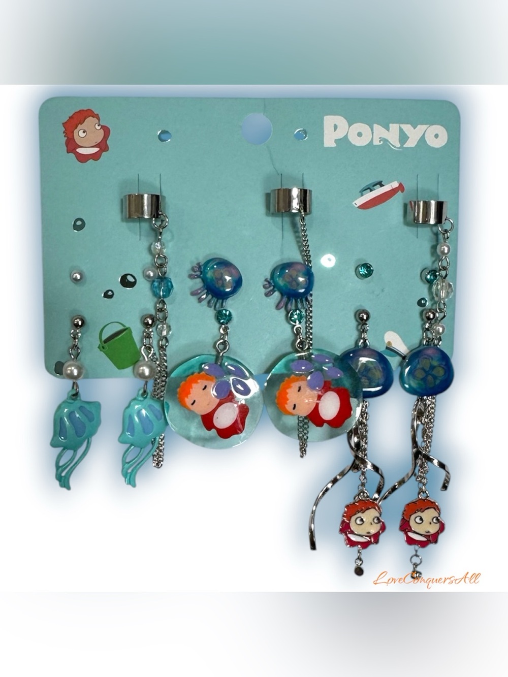 Studio Ghibli Ponyo Aquatic Creatures Cuff Earring Set